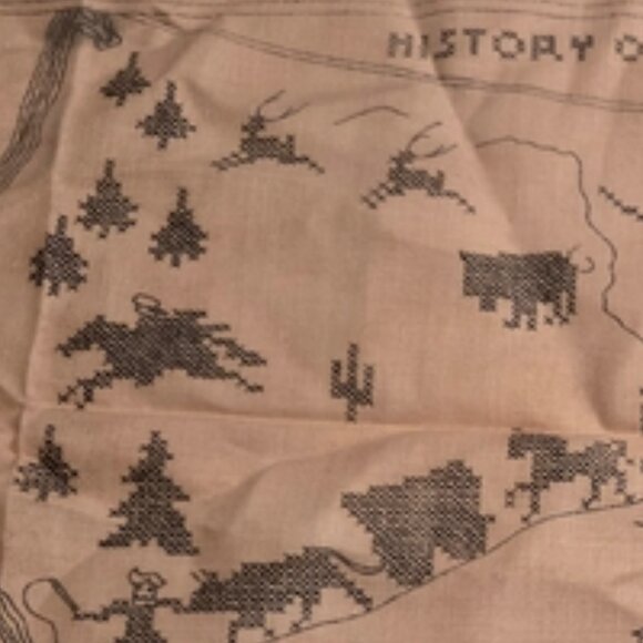 Vintage Linen Stamped X-Stitch Sampler: The History of Transportation - Picture 3 of 11